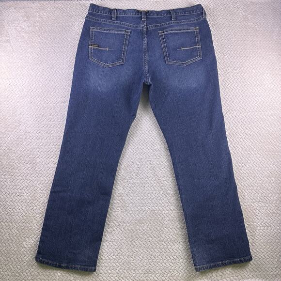 Ariat Rebar Jeans Mens 40x32 M4 Relaxed Boot Cut Blue Cotton Denim Pants Work - Picture 2 of 16